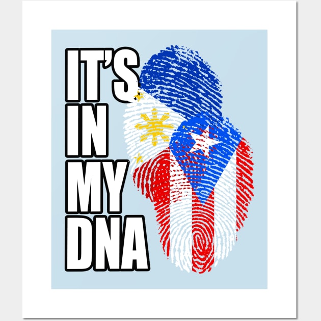 Filipino And Puerto Rican DNA Mix Flag Heritage Gift Wall Art by Just Rep It!!
